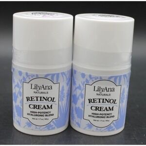 Lot of 2 LilyAna Naturals Retinol Cream 1.7 oz Sealed High Potency Hyaluronic
